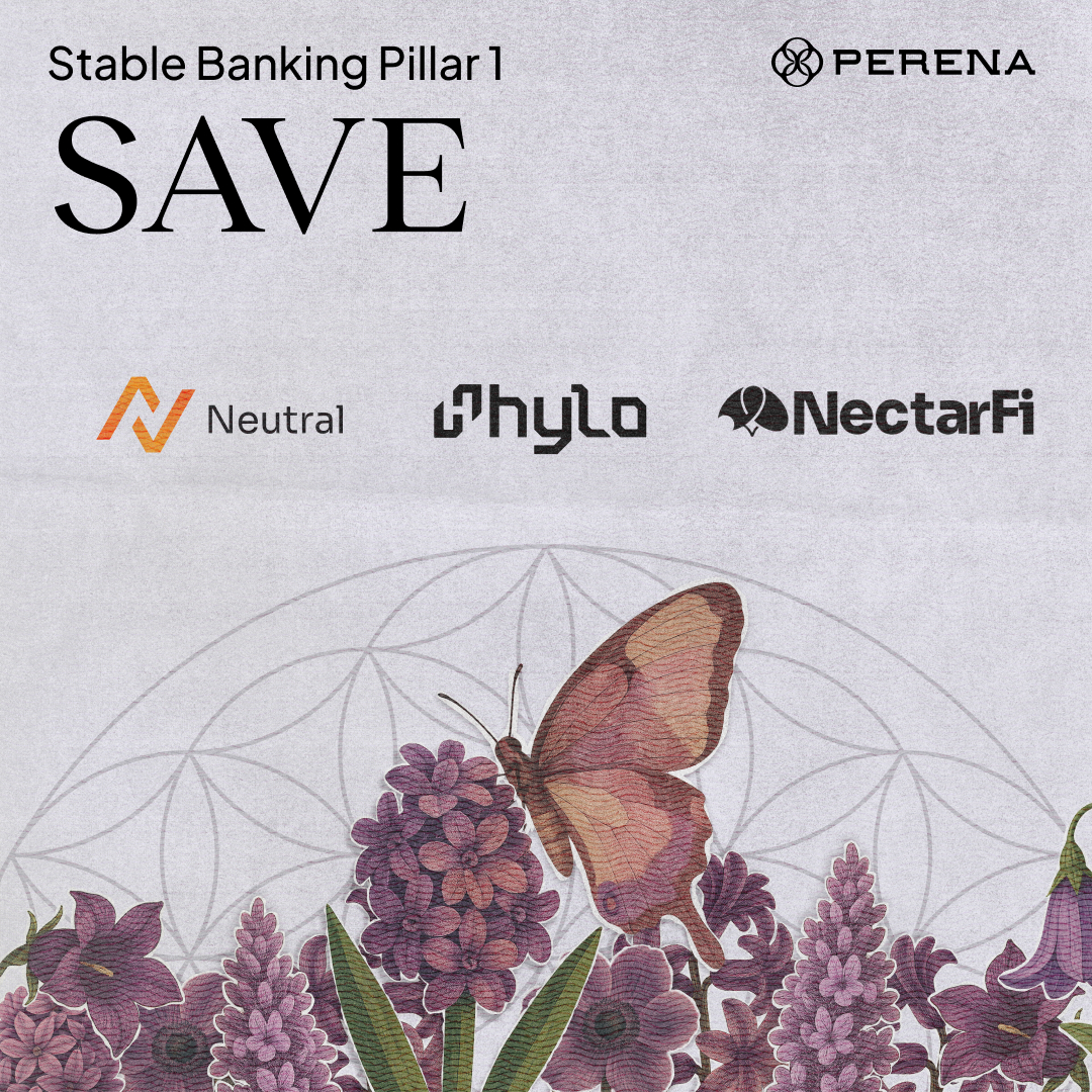 Welcome to the Stable Bank era.

Stablebank Pillar 1 : SAVE

Here’s how to save with Perena, and the partners powering this space with us👇