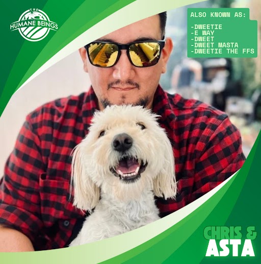 When we release videos or photos from our less than a year old animal foundation's pages - those awesome bits of footage and pics are the fault of this man! Chris is our talent beast behind the lens. Keep cookin', chef! 👨🏻‍🍳 And his trusty steed: Asta! 🐾