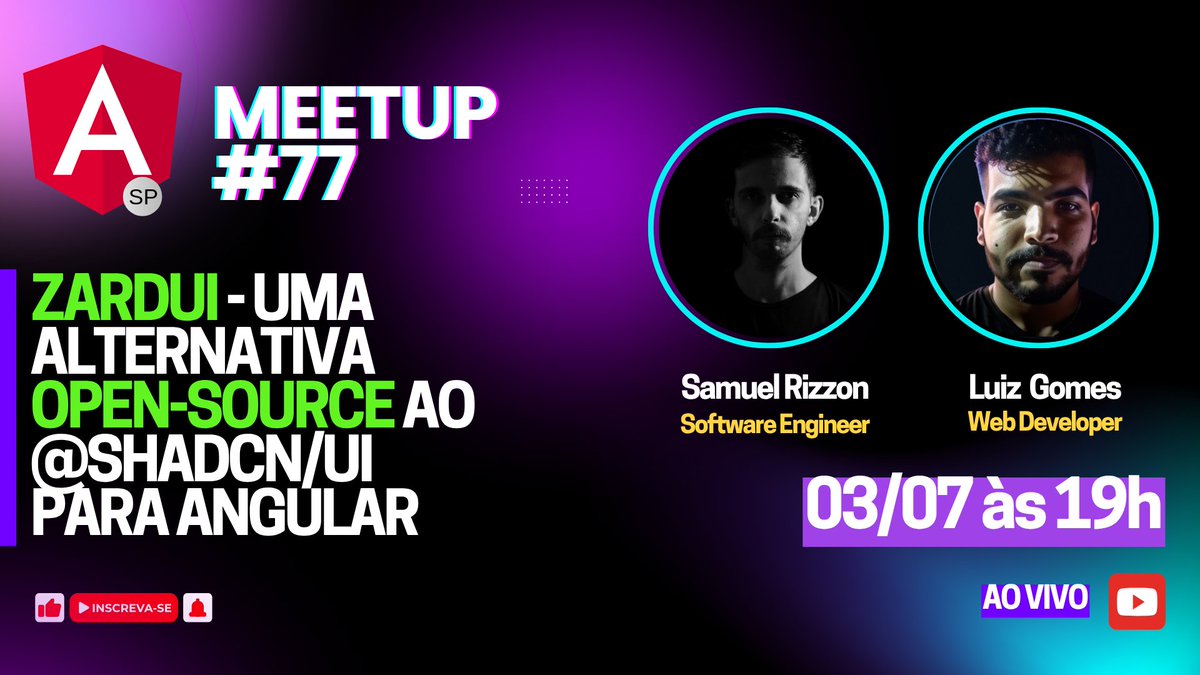 AngularSP's tweet image. É HOJEEE! 🤩
Na nossa segunda talk teremos outro tema SENSACIONAL, o Samuel Rizzon e o Luiz Gomes falará sobre o ZardUI, uma biblioteca de componentes Open source para Angular!!!🚀
📆 Data/Hora: 03/07 às 19h.
🔗 Link: youtube.com/watch?v=v1rEaS…
Nos vemos lá!!!