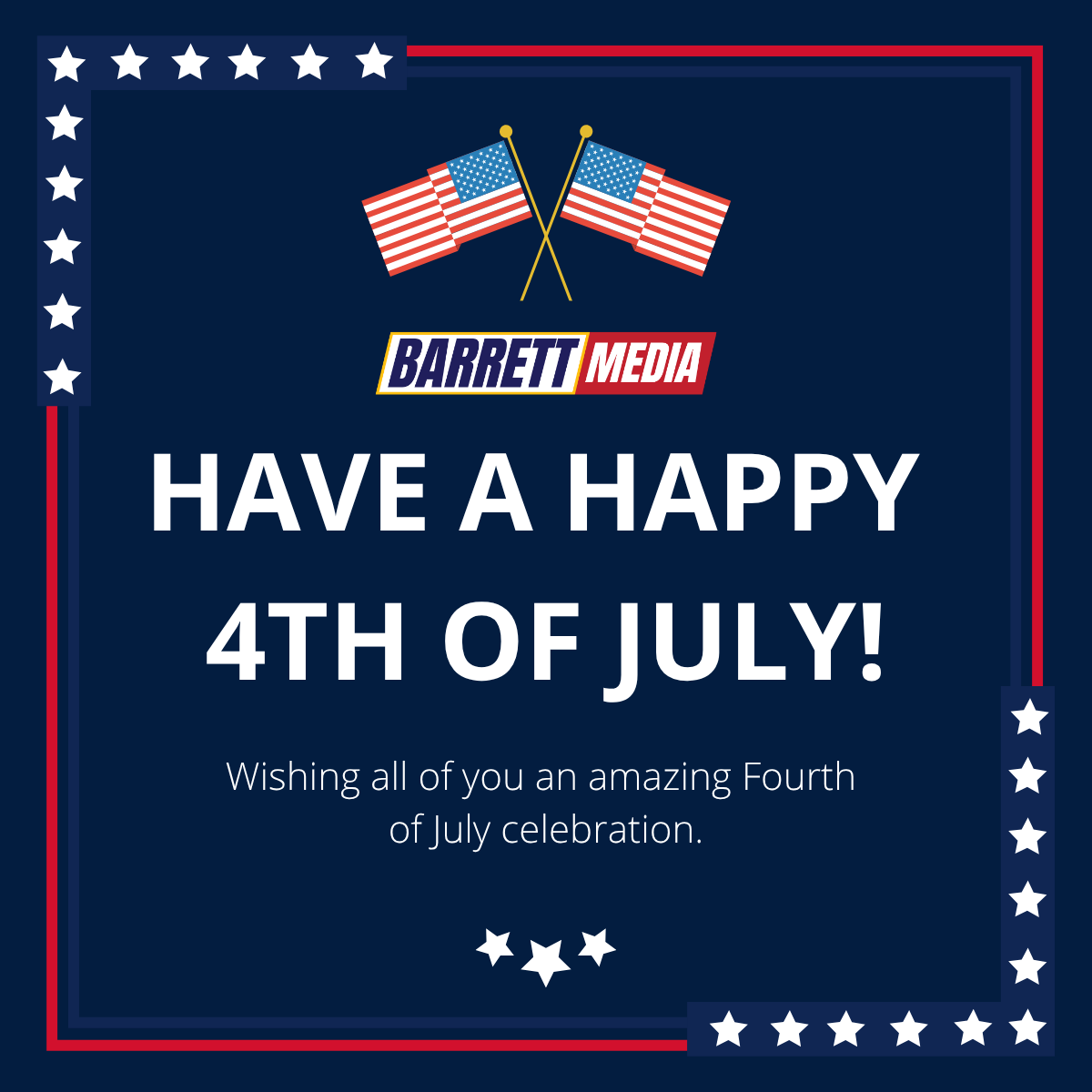 Happy 4th of July from Barrett Media! Here’s to backyard cookouts, booming fireworks, and memorable moments with family and friends!