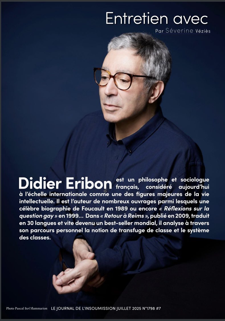 didiereribon's tweet photo. Entretien, realisé par Séverine Véziès, dans « Le journal de l’insoumission » du mois de juillet, à l’occasion de la parution de « Sociobiographie. Entretiens avec Geoffroy Huard » (Flammarion)
@Journalinsoumis https://t.co/KutinI2kgo