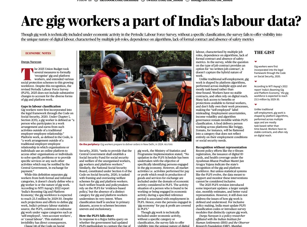 Gig workers and platform workers topics are  favourite topics of UPSC.

Important for GS3

Essay 
#upsc