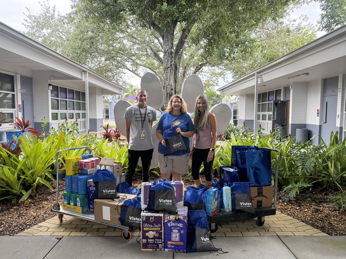 Big thanks to Hide Away Country Club for donating $800 in school supplies and to @vistex for matching it with a generous monetary gift! Your support helps set students up for success this school year. 
<a href="/LeeSchools/">School District of Lee County</a> 

📚✏️💛 #CommunitySupport #BackToSchool