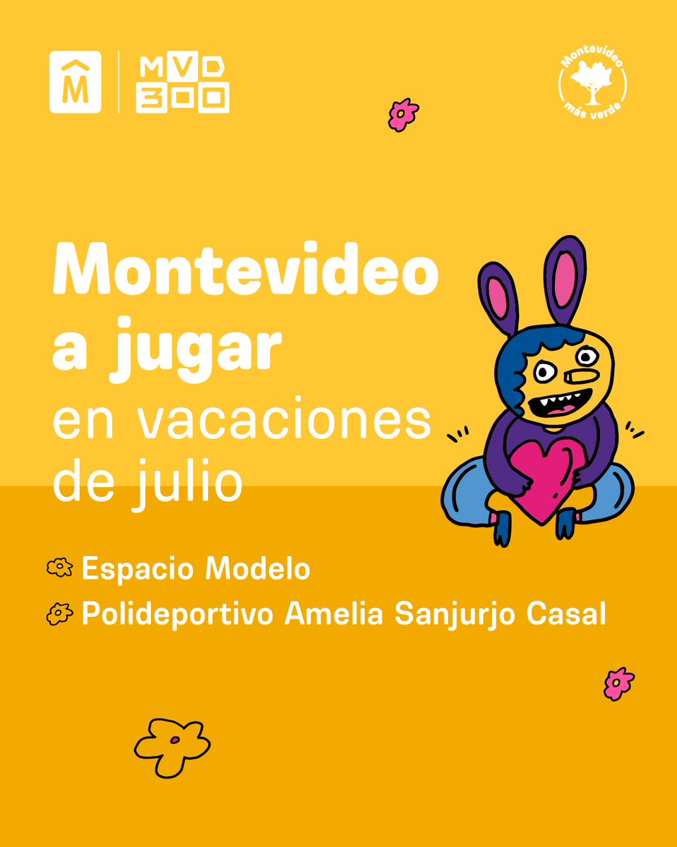 #MontevideoAJugar🎉

En estas vacaciones, te esperamos para jugar y disfrutar con propuestas gratuitas  🙌

Actividades lúdicas, recreativas y culturales para niñas, niños, adolescentes y familias 🎪

Conocé todos los detalles 📲 montevideo.gub.uy/ajugar