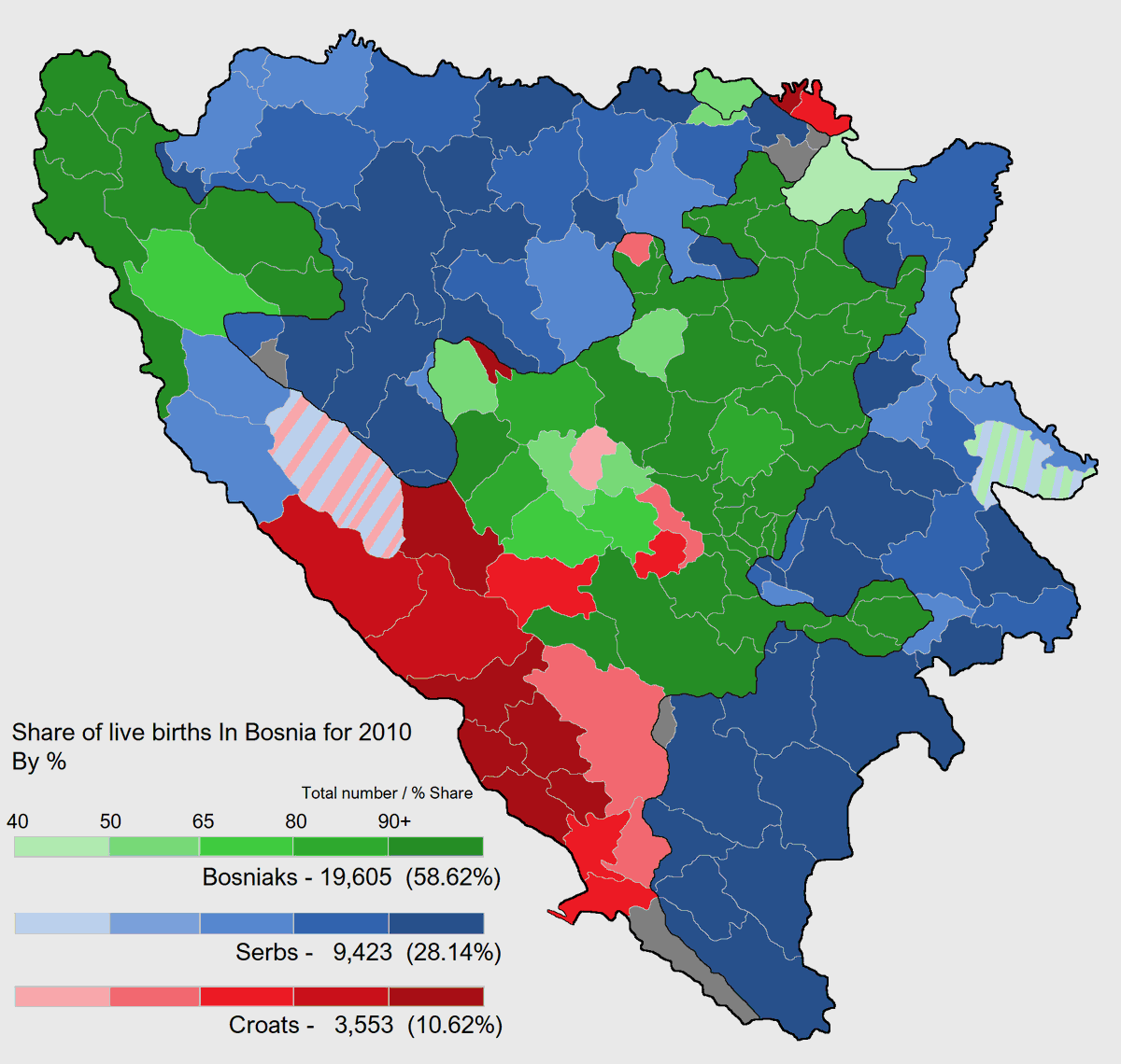 Rodjeni po naciji u BiH!
2010-2024
Muslimani pali sa 58,6% na 51,9% rodjenih
Srbi porasli sa 28,1% na 34,5%! 
Hrvati na 10% sa blagim padom!
U Srebrenici rodjeno vise Srba nego muslimana 2024.🇷🇸