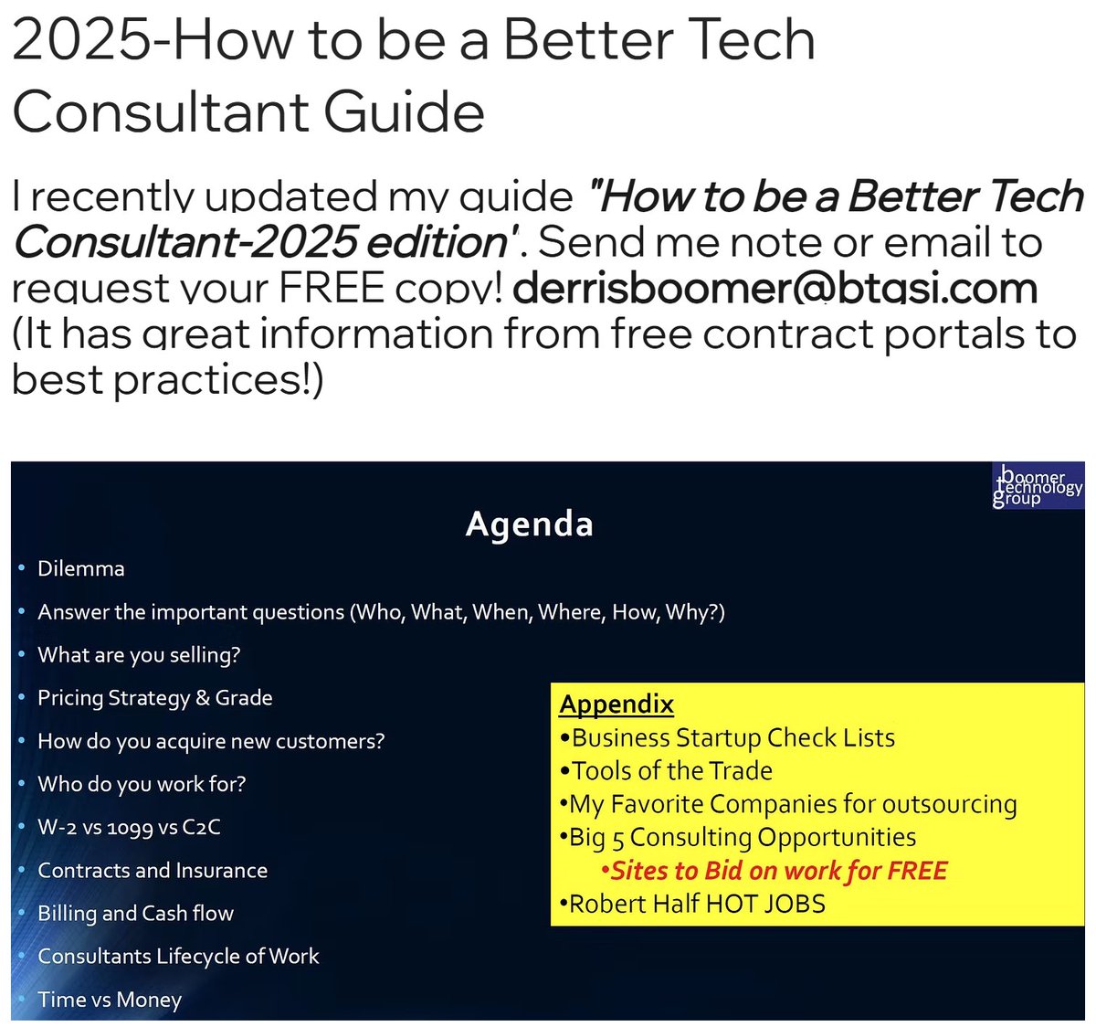 To all my Tech Consulants trying to maximize output and minimize your entrepreneur headaches!&gt;&gt;&gt;2025-How to be a Better Tech Consultant Guide! #tech #business #consulting #techconsultant
boomertechnologygroup.com/post/2025-how-…