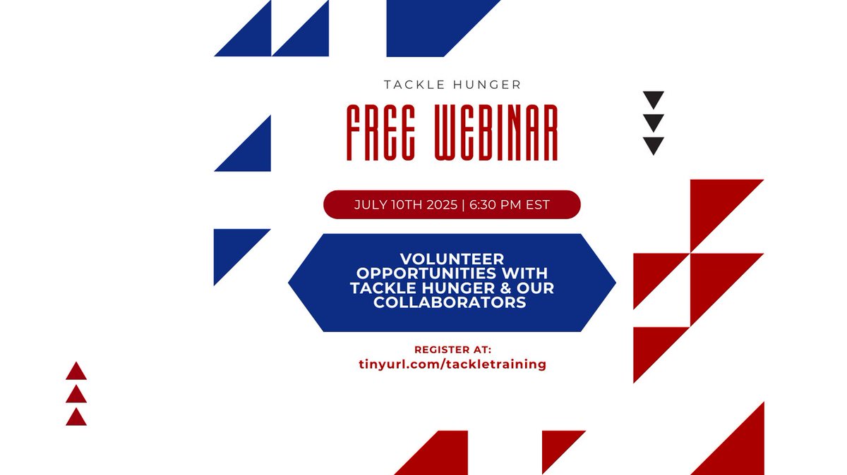 Together, we can create a world where everyone has access to nutritious food. Join our free webinar to learn about our Virtual Volunteer opportunities. 

Register today at tinyurl.com/tackletraining

#TackleHunger #FoodJustice #CommunitySupport #VirtualVolunteer #VolunteerHours