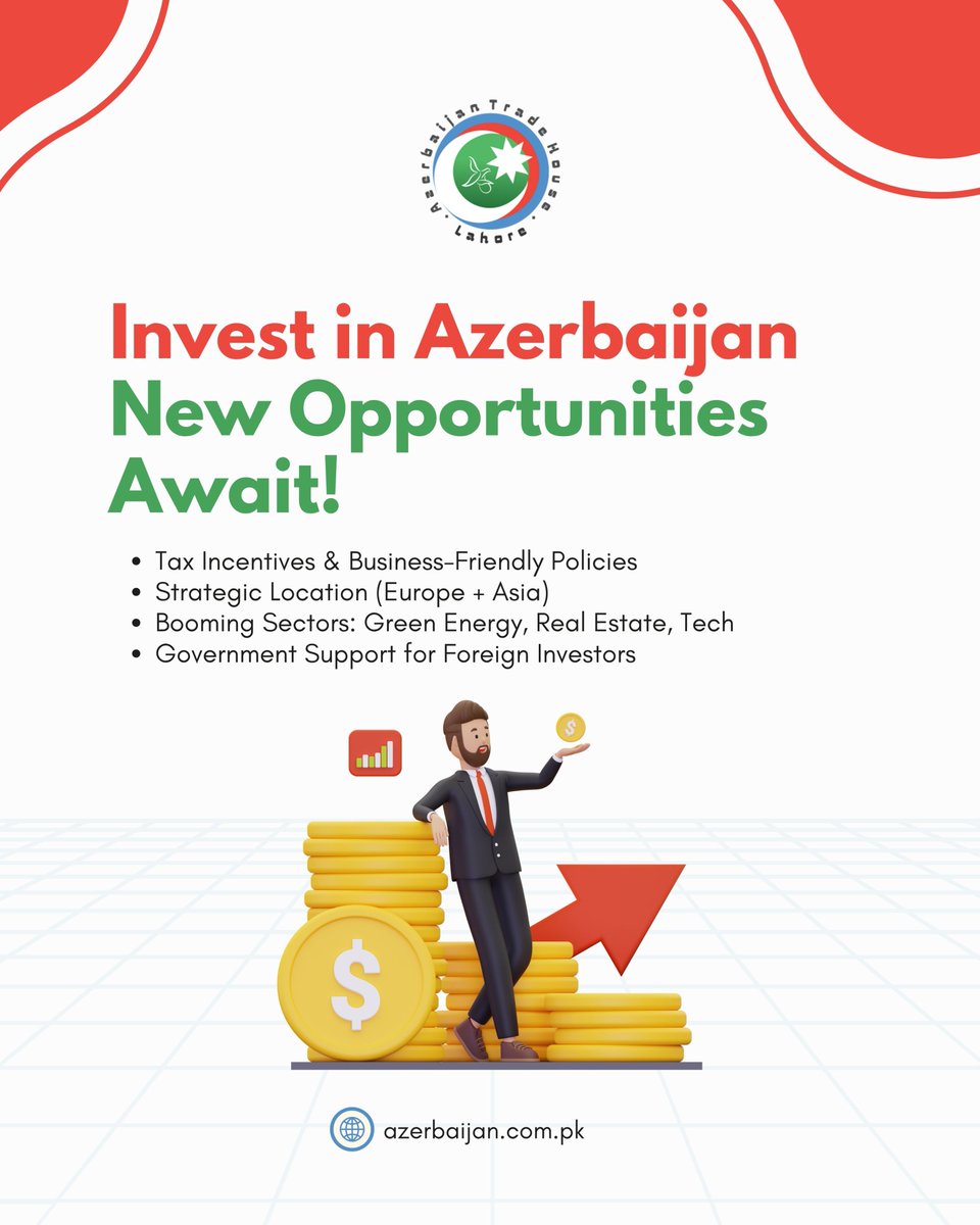 Azerbaijan Trade House (@azerbaijanlhr) on Twitter photo ๐๐๐ฒ๐ฟ๐ฏ๐ฎ๐ถ๐ท๐ฎ๐ป ๐ถ๐ ๐ฅ๐ถ๐๐ถ๐ป๐ด โ ๐๐ฟ๐ฒ ๐ฌ๐ผ๐ ๐ฅ๐ฒ๐ฎ๐ฑ๐ ๐๐ผ ๐๐ป๐๐ฒ๐๐? ๐ฆ๐ฟ
With a strong push in infrastructure and green energy, exciting opportunities await for Pakistani investors! ๐ฟ
#AzerbaijanTradeHouse #GreenEnergy #PakAzerbaijanPartnership #Investment2025 ๐๐๐ฒ๐ฟ๐ฏ๐ฎ๐ถ๐ท๐ฎ๐ป ๐ถ๐ ๐ฅ๐ถ๐๐ถ๐ป๐ด โ ๐๐ฟ๐ฒ ๐ฌ๐ผ๐ ๐ฅ๐ฒ๐ฎ๐ฑ๐ ๐๐ผ ๐๐ป๐๐ฒ๐๐? ๐ฆ๐ฟ
With a strong push in infrastructure and green energy, exciting opportunities await for Pakistani investors! ๐ฟ
#AzerbaijanTradeHouse #GreenEnergy #PakAzerbaijanPartnership #Investment2025