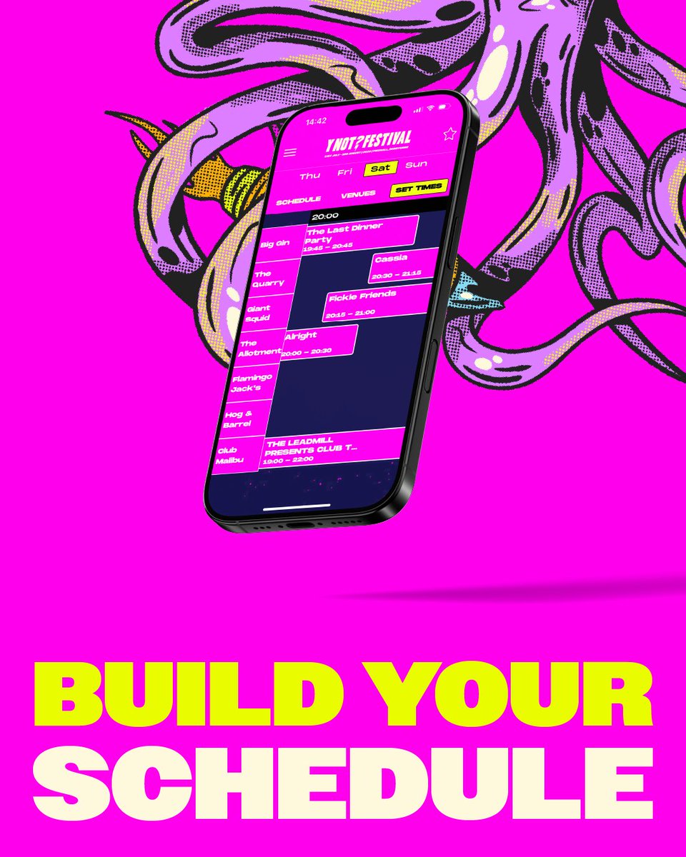 The Y Not App is back and better than ever! ⚡
️
⏰ Set Times
🗺️ Festival Map
📅 Build Your Schedule
🎧 Listen to the playlist
ℹ️ Stay in the know 

Available now on Apple and Google App stores: apps.apple.com/tm/app/y-not/i…
play.google.com/store/apps/det…