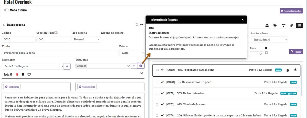 Con el tema de testear «Hotel Overlook» le estoy metiendo esteroides a AutoRol. Nuevas opciones para añadir explicaciones a las etiquetas, a los items, mejoras en el sistema de gráficas y su exportación, etc. Cuando pueda subiré un vídeo de todo.