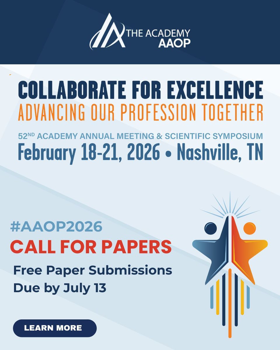 This is your 10-day reminder! Submit your Free Paper abstracts for #AAOP2026 by July 13 to be considered. 

👉 Find everything you need to know to submit here: buff.ly/r7GSSq5