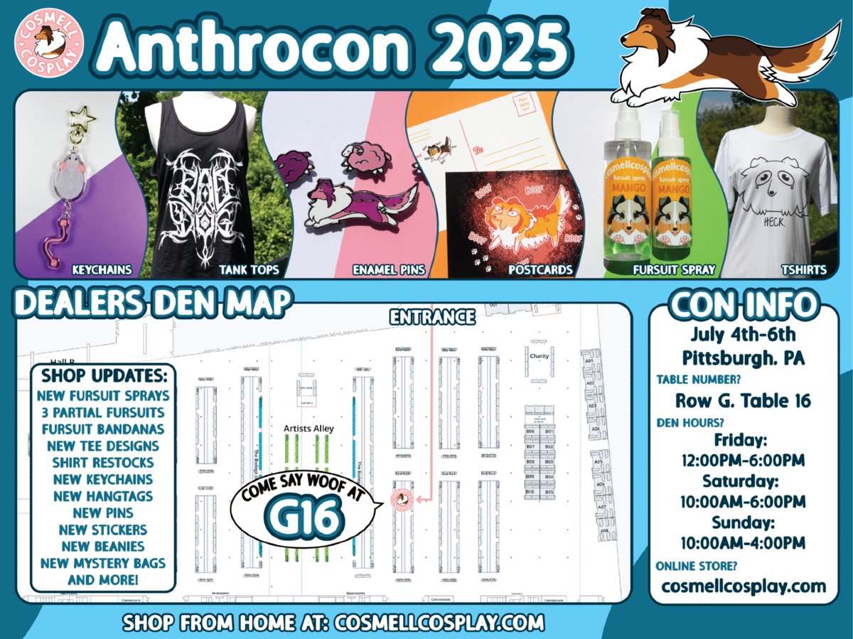 IT'S ALMOST TIME!
-
Are you ready for Anthrocon? Did you pack enough pairs of clean socks? Grab enough snacks? Make sure you do because the convention is right around the corner! 
-
Find me in the dealers den at table G16!