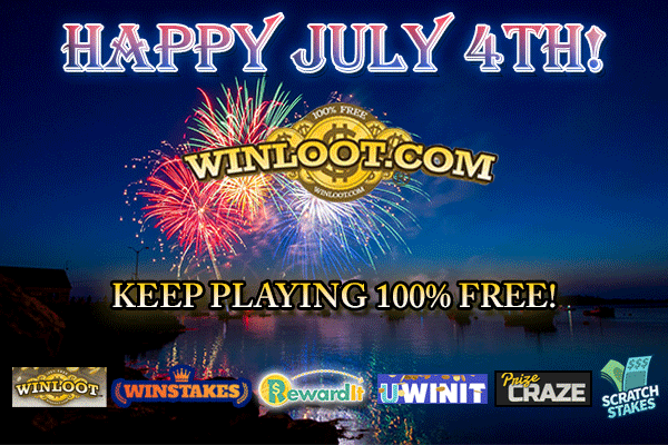 Have a Happy &amp; Safe 4th everyone! 🎇 

Keep Playing Winloot 100% FREE: ow.ly/XH9t50Wkp6g
100+ Ways to #win up to $10,000,000!🆓