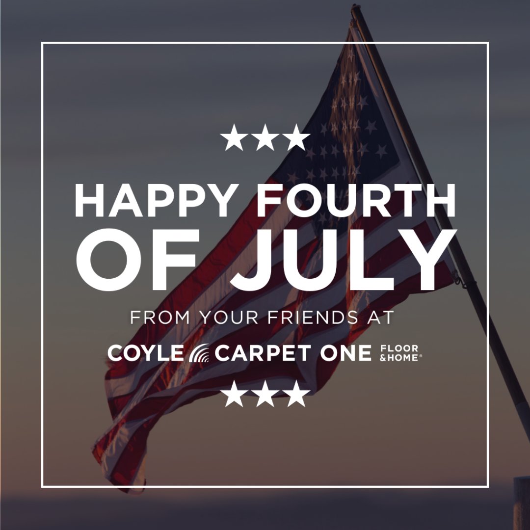 coylemadison's tweet photo. We’re taking a little time to celebrate with our families, so our showroom will be closed on Friday, July 4th.

From all of us at Coyle Carpet One Floor &amp; Home, thank you for being part of our community. We hope your holiday is filled with sunshine, sparklers, and the people... https://t.co/lH4JooQvaK