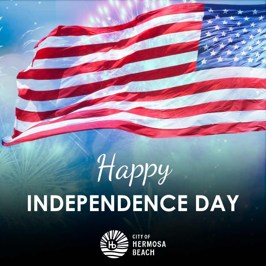In observance of the 4th of July holiday:
❤️All recreation facilities will reopen on Monday, July 7.
💙Street Sweeping enforcement and PCH parking restrictions will be suspended, but all other parking regulations remain in effect. 
🤍Trash collection will be delayed by one day.