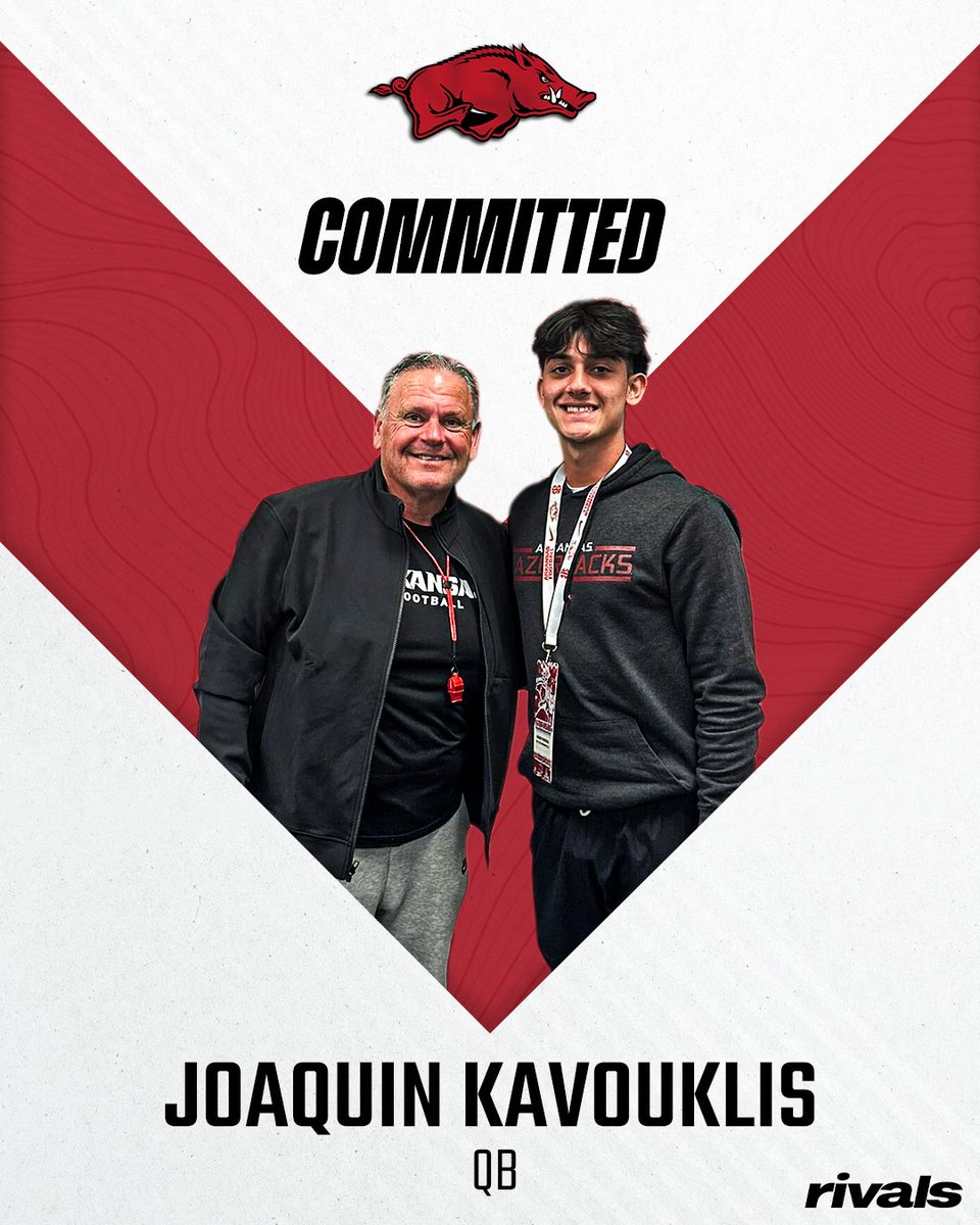 HawgBeat (@arkansasrivals) on Twitter photo Lakeland (Fla.) QB Joaquin Kavouklis has committed to Arkansas.
Kavouklis is the 2nd commitment for Arkansas in the 2027 cycle and picked the #Hogs over Georgia Tech and Virginia Tech. #WPS
STORY: on3.com/sites/hawg-bea… Lakeland (Fla.) QB Joaquin Kavouklis has committed to Arkansas.
Kavouklis is the 2nd commitment for Arkansas in the 2027 cycle and picked the #Hogs over Georgia Tech and Virginia Tech. #WPS
STORY: on3.com/sites/hawg-bea…