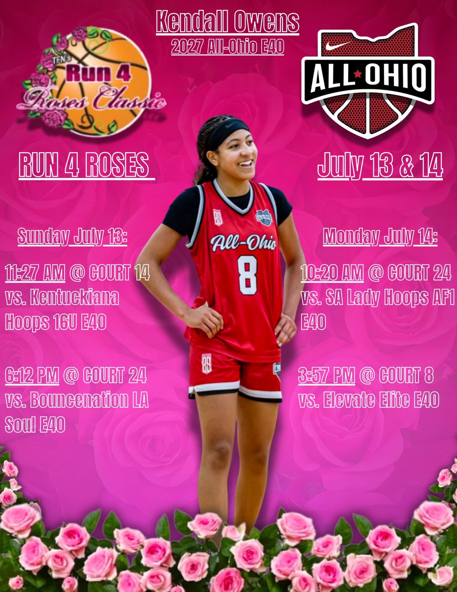 Kendall Owens (@kendallowens_1) on Twitter photo Here is my Run 4 Roses schedule for July 13 & 14. Hope to see you there!! <a href="/AllOhioGirls/">All Ohio Girls Basketball</a> <a href="/ca_girlsbball/">CA Girls Basketball</a> <a href="/mikemillsnc/">Mike Mills WBB College Recruiting</a> Here is my Run 4 Roses schedule for July 13 & 14. Hope to see you there!! <a href="/AllOhioGirls/">All Ohio Girls Basketball</a> <a href="/ca_girlsbball/">CA Girls Basketball</a> <a href="/mikemillsnc/">Mike Mills WBB College Recruiting</a>