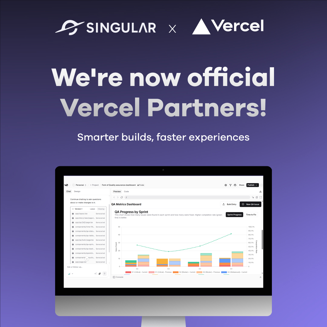 SingularAgency_'s tweet photo. Smarter builds, faster delivery, better outcomes.

Big news for Singular—and even bigger wins for our clients.🙌

#Vercel #TechPartners #AIUX #SingularAgency https://t.co/vcCLIplWHu