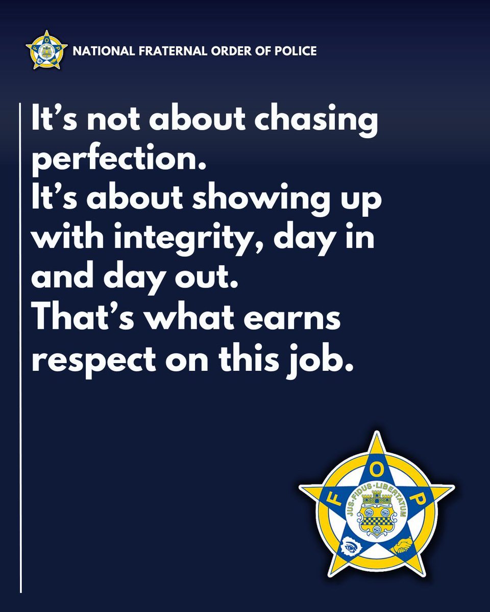 GLFOP's tweet image. It’s not about being perfect.
It’s about being consistent, grounded, and real — that’s what earns respect.

#IntegrityMatters #BadgeOfHonor #PolicePride #EveryShiftCounts