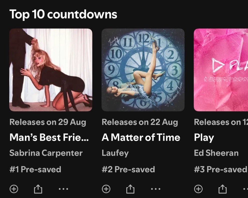 Spotify’ın yeni bir countdown listesi var ve ön kayıt yapılarak listede yükseliyoruz bts hala ilk 10’da değil lütfen PTD Live Album için pre-save yapalım bu listeye girmemiz gerek 

open.spotify.com/prerelease/358…
