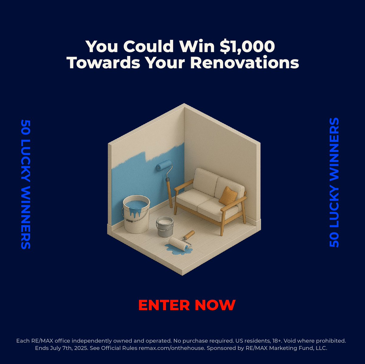 JStewartRealtor's tweet photo. 🎉ENTER the RE/MAX Room To Reno Contest TODAY!🎉
50 Lucky Winners have the chance to win $1,000!!!!!  You could win a $1,000 gift card and finally check that reno project off your list!!!  Contest Expires July 13th, 2025! Enter Here: https://t.co/GYr7RsP7tT https://t.co/eyfkLVz0Ui