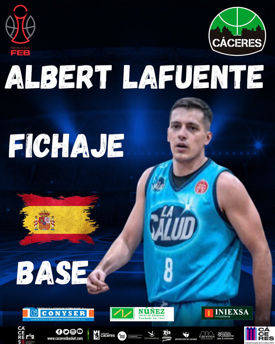 CacerEsBasket (@caceres_basket) on Twitter photo 🔴Albert Lafuente🔴
🇪🇸 Lleida
📏 1.88 m
📅 24 de mayo de 1999
🏀 base
El <a href="/Caceres_Basket/">CacerEsBasket</a> ficha al ex verdinegro <a href="/albert_lafu/">Albert Lafuente Sisó</a>.
La temporada pasada con <a href="/LaSaludArchena/">La Salud Archena</a> promedió 11 pts, 3,3 reb y 4 ast. Además, llegó a disputar playoff de ascenso.
#LatiendoEnVerdinegro💚🖤 🔴Albert Lafuente🔴
🇪🇸 Lleida
📏 1.88 m
📅 24 de mayo de 1999
🏀 base
El <a href="/Caceres_Basket/">CacerEsBasket</a> ficha al ex verdinegro <a href="/albert_lafu/">Albert Lafuente Sisó</a>.
La temporada pasada con <a href="/LaSaludArchena/">La Salud Archena</a> promedió 11 pts, 3,3 reb y 4 ast. Además, llegó a disputar playoff de ascenso.
#LatiendoEnVerdinegro💚🖤