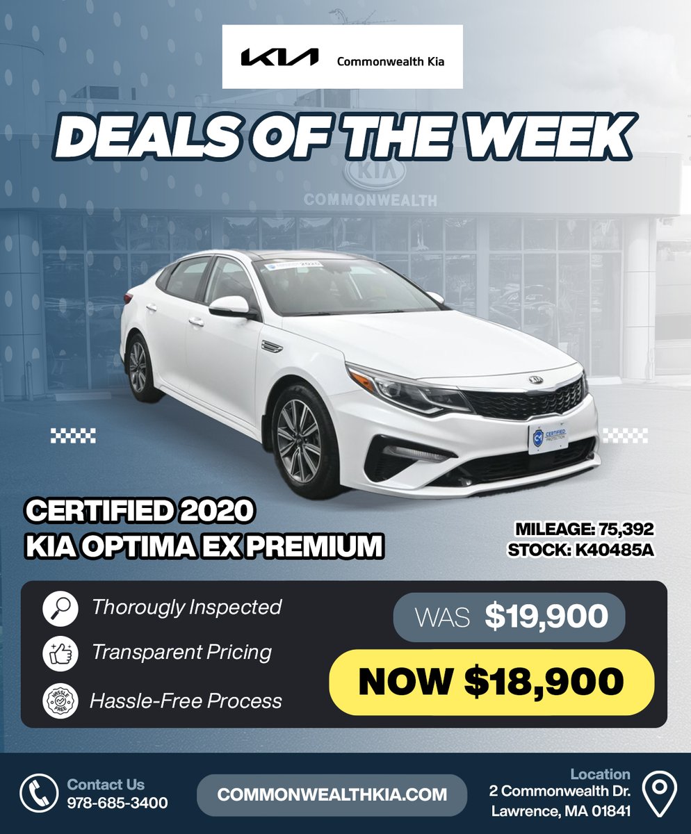 CMKIA_'s tweet image. 🔥 Pre-Owned Deals of the Week at Commonwealth Kia! 🔥
Choose from 500+ certified and pre-owned vehicles — all inspected and priced to move! Find your perfect fit and drive away with confidence.
👉 Start shopping at CommonwealthKia.com
#KiaDeals #UsedCarSavings #LawrenceMA