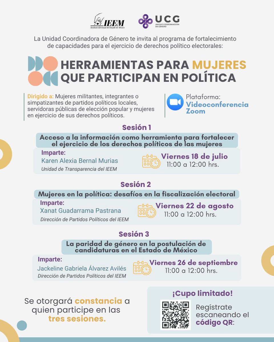 IEEM_MX's tweet photo. Inscríbete al programa "Herramientas para mujeres que participan en política 🙋🏿⚙️🙋🏼‍♀️".

Realiza tu registro en el siguiente enlace: https://t.co/2N915aRimS
¡Cupo limitado! https://t.co/ZkbxNeKnzS