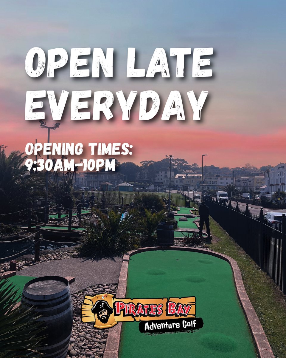 Open Late Everyday! ⚓️

We're open from 9:30AM to 10PM daily, so you have ample time to play. Experience the thrill of Pirates Bay as the day cools, the crowds thin, and the sky puts on a spectacular show☀️

Esplanade Road, Paignton, Devon TQ4 6AG 📍

#Paignton #OpenLate