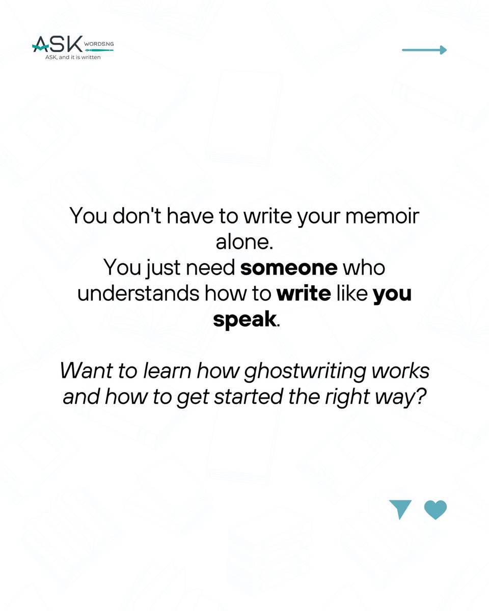 askwordsng's tweet image. Click the link in bio to finish reading. 

If your life has chapters you think the world should read

Comment ‘Story’ to get started. 

Ensure to share this post with anyone who needs it. 

#MemoirWriting #GhostwritingHelp #TellYourStory #AskwordsNG #CreativeStorytellingBrand