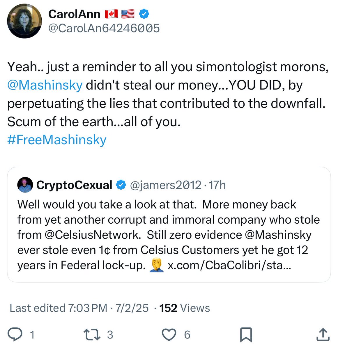 You stole money from yourself, says Carol.

Which begs the question, do crazy ideas make sense to crazy people? Or are they incapable of introspective critical thought?