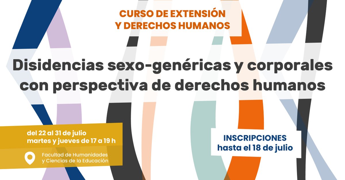 📚 CURSO: Disidencias sexo-genéricas y corporales con perspectiva de derechos humanos

✅ Dirigido a estudiantes de grado de FHCE y del Área Social y  Artística, organizaciones sociales y sociedad civil.

🗓️ Inscripciones: Hasta el 18 de julio

➕info: fhce.edu.uy/disidencias-se…