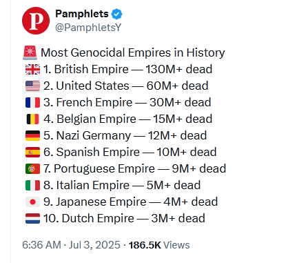 Ове земље које су побиле више од 258 милиона људи широм света су водећи заговорници приче да су Срби починили "геноцид у Сребреници"

Е,сад, замислите овдашње идиоте који трубе ту причу