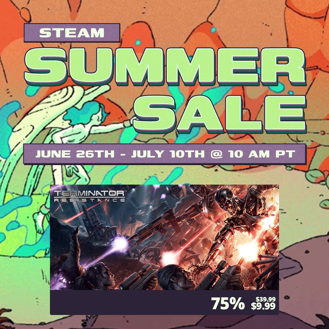 Reef_Games's tweet image. 🔆 Steam Summer Sale is underway, BIG #TerminatorResistance savings! 🔆

Terminator: Resistance - 75% OFF! 💥
🔗: (bit.ly/ter_res_steam)

Terminator: Resistance Annihilation Line - 50% OFF! 🔥
🔗: (bit.ly/tr_al_steam)

Sale ends 10/07/25 at 6PM BST.