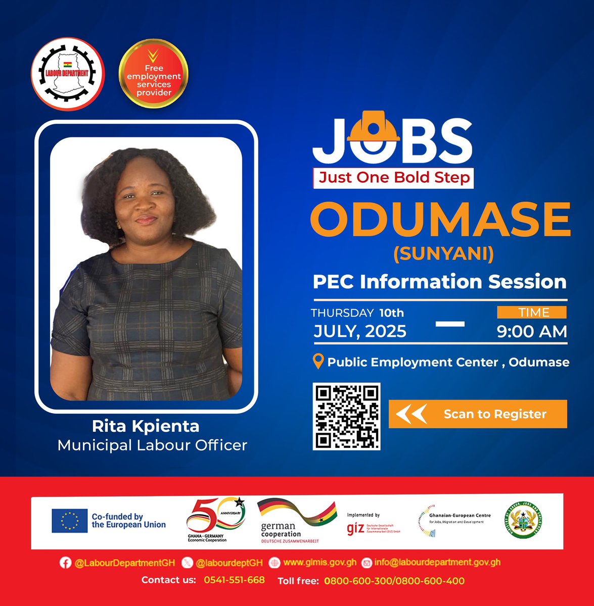 Odumase! Thinking about your next career move? This is your sign to take that bold step! 

Don’t miss our Public Employment Info Session — discover job opportunities and get helpful career resources

⚠️ Only 50 slots available — don’t miss out!

Click: docs.google.com/forms/d/1MpFt3…