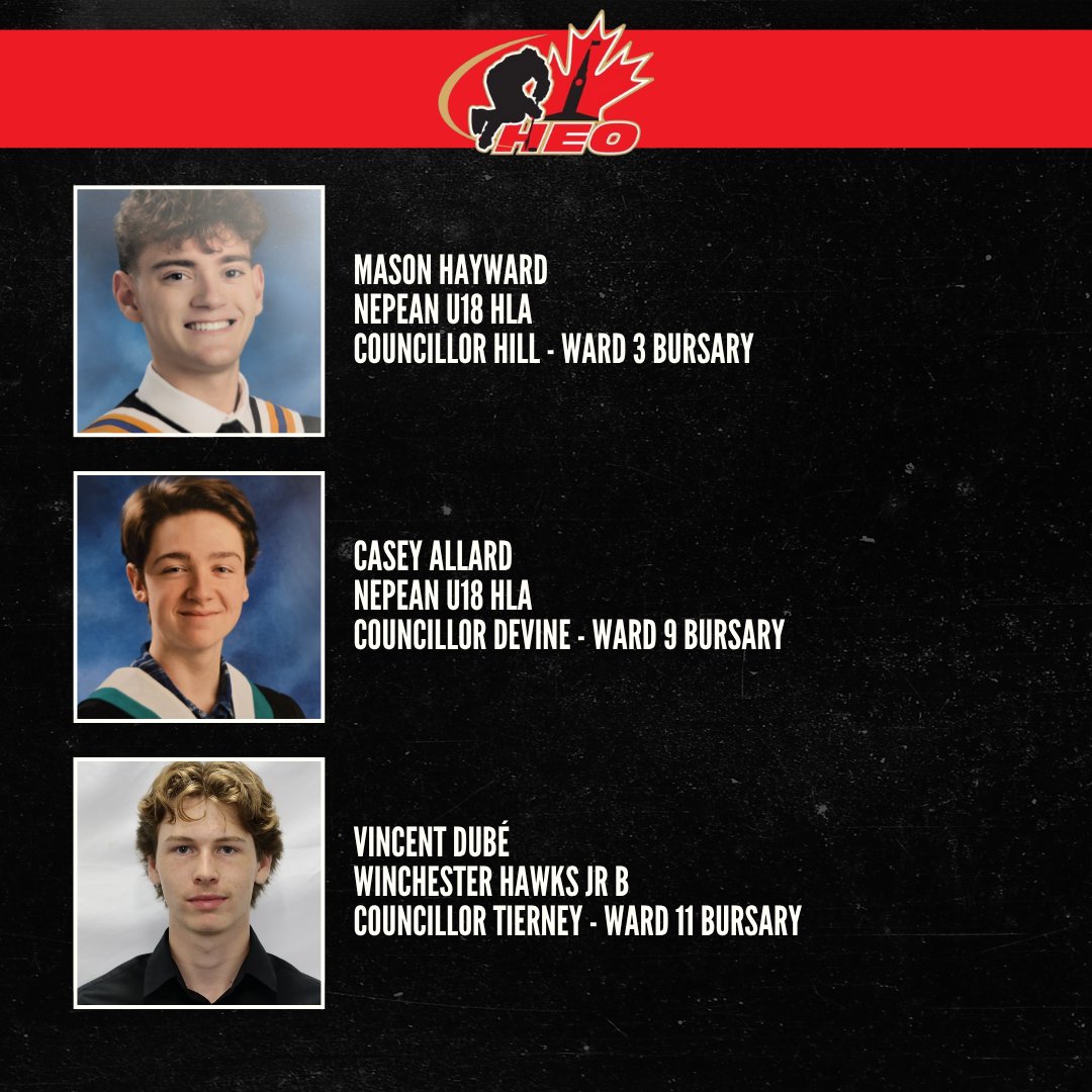 HEOhockey's tweet photo. Congratulations to our 2024-2025 bursary winners! 🏆📚🏒 https://t.co/DJV3jVjsnd