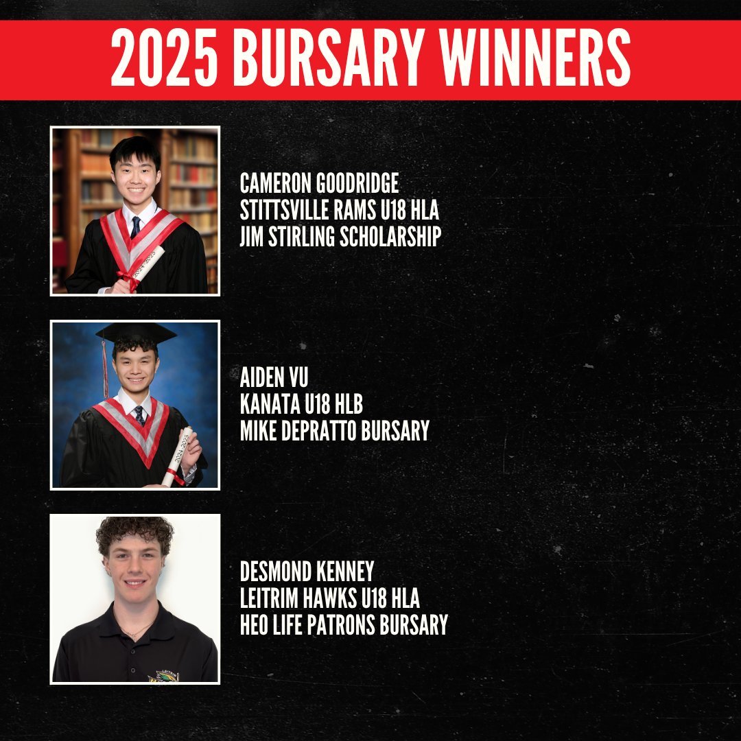 HEOhockey's tweet photo. Congratulations to our 2024-2025 bursary winners! 🏆📚🏒 https://t.co/DJV3jVjsnd