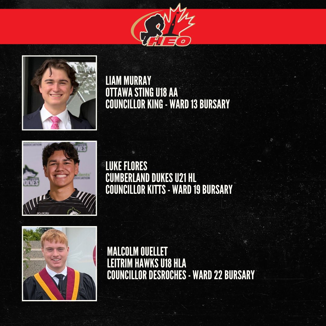 HEOhockey's tweet photo. Congratulations to our 2024-2025 bursary winners! 🏆📚🏒 https://t.co/DJV3jVjsnd
