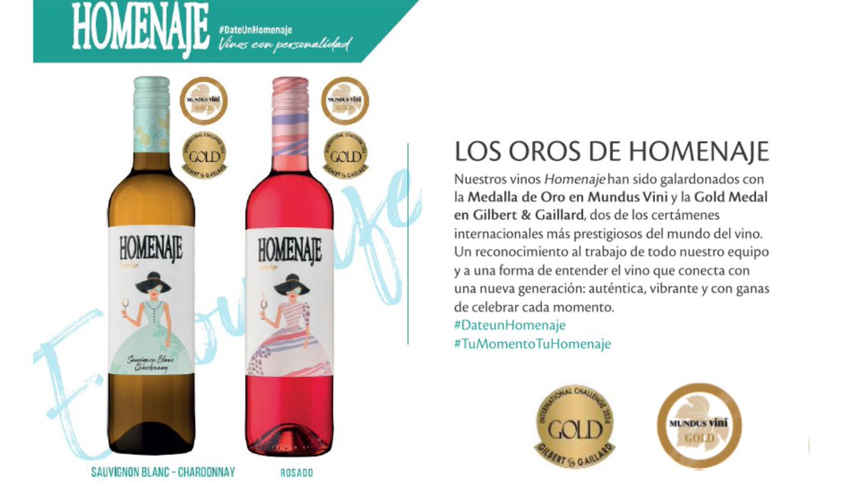 Nuestros vinos #Homenaje han sido galardonados con Medalla de Oro en Mundus Vini y la Gold Medal en Gilbert &amp; Gaillard, dos de los certámenes más prestigiosos del mundo del vino.