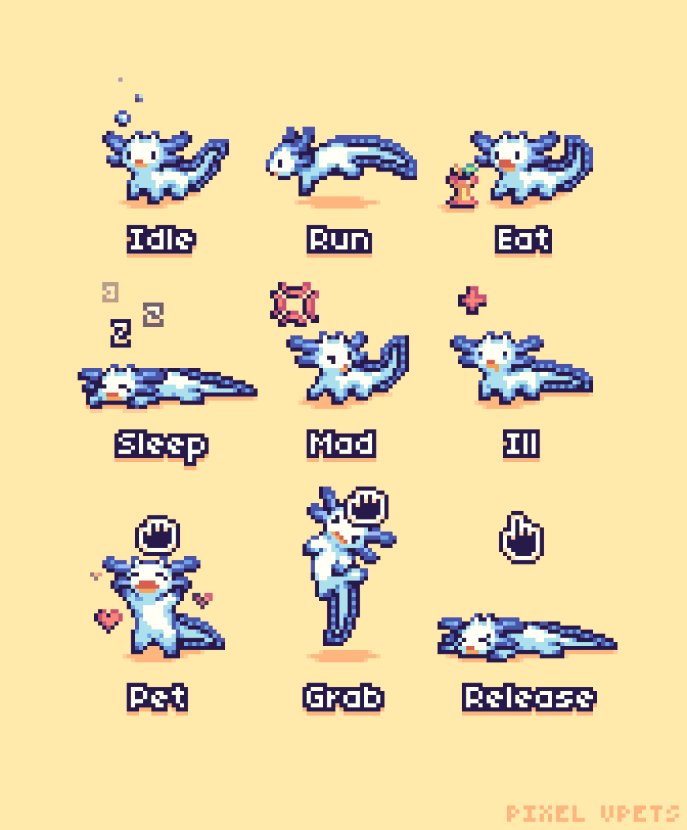 SargantanaGames's tweet photo. Main states for this lil guy! Animations WIP
#pixelart #indiedev https://t.co/QFDSU8jFTF
