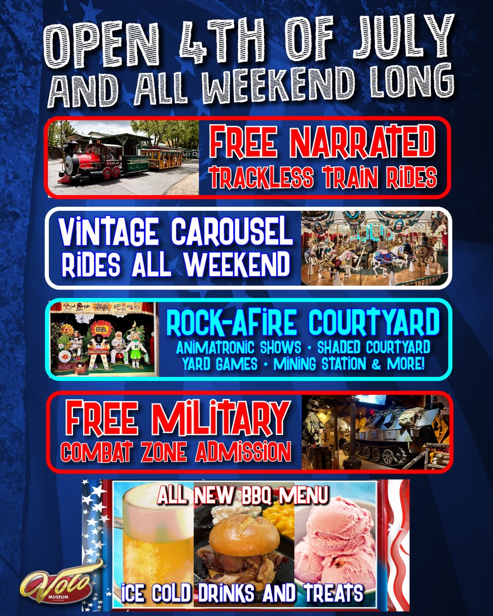 We are open on the 4th of July and all weekend long! No matter the heat, inside or outside, rain or shine, our massive 16 air-conditioned showrooms are filled with things to blow your mind! Get your tickets now!
pulse.ly/ztfrfbuzmp
#volomuseum #4thofjuly #airconditioned #free