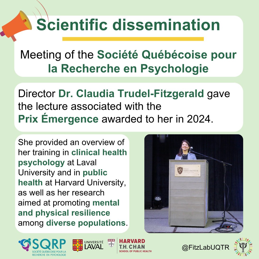 Fitz Lab (@fitzlabuqtr) on Twitter photo 👩💼🤩👨💼The Fitz Lab was well represented at the Société Québécoise pour la Recherche en Psychologie conference again this year! Congratulations to <a href="/ga_boucher/">Gabrielle Boucher</a> , Vénunyé, and Dr. <a href="/claudiatfitz/">Dr Claudia Trudel-Fitzgerald (same handle on bsky)</a> for their presentations!! 👩💼🤩👨💼The Fitz Lab was well represented at the Société Québécoise pour la Recherche en Psychologie conference again this year! Congratulations to <a href="/ga_boucher/">Gabrielle Boucher</a> , Vénunyé, and Dr. <a href="/claudiatfitz/">Dr Claudia Trudel-Fitzgerald (same handle on bsky)</a> for their presentations!!