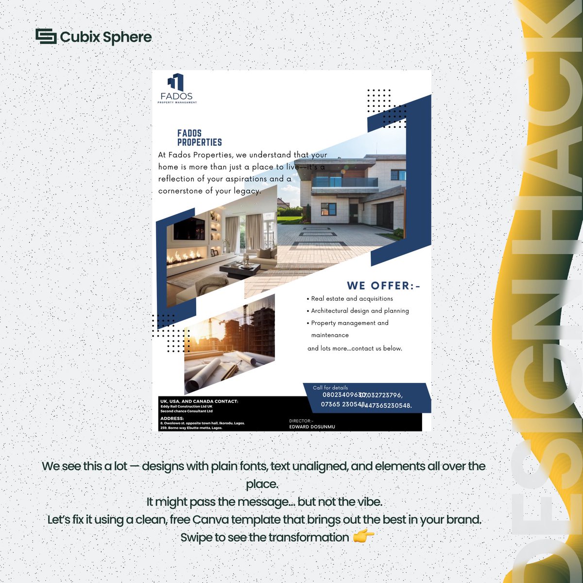 cubixsphere's tweet image. Running a business? Here’s how to design like a boss — without spending a dime. 

Learn how to access thousands of free templates on Canva.🔥
👉 Check through, then reach out to Cubix Sphere for custom branding solutions!
#CanvaTips #BusinessDesignHack #FreeTemplates #cubixsphere