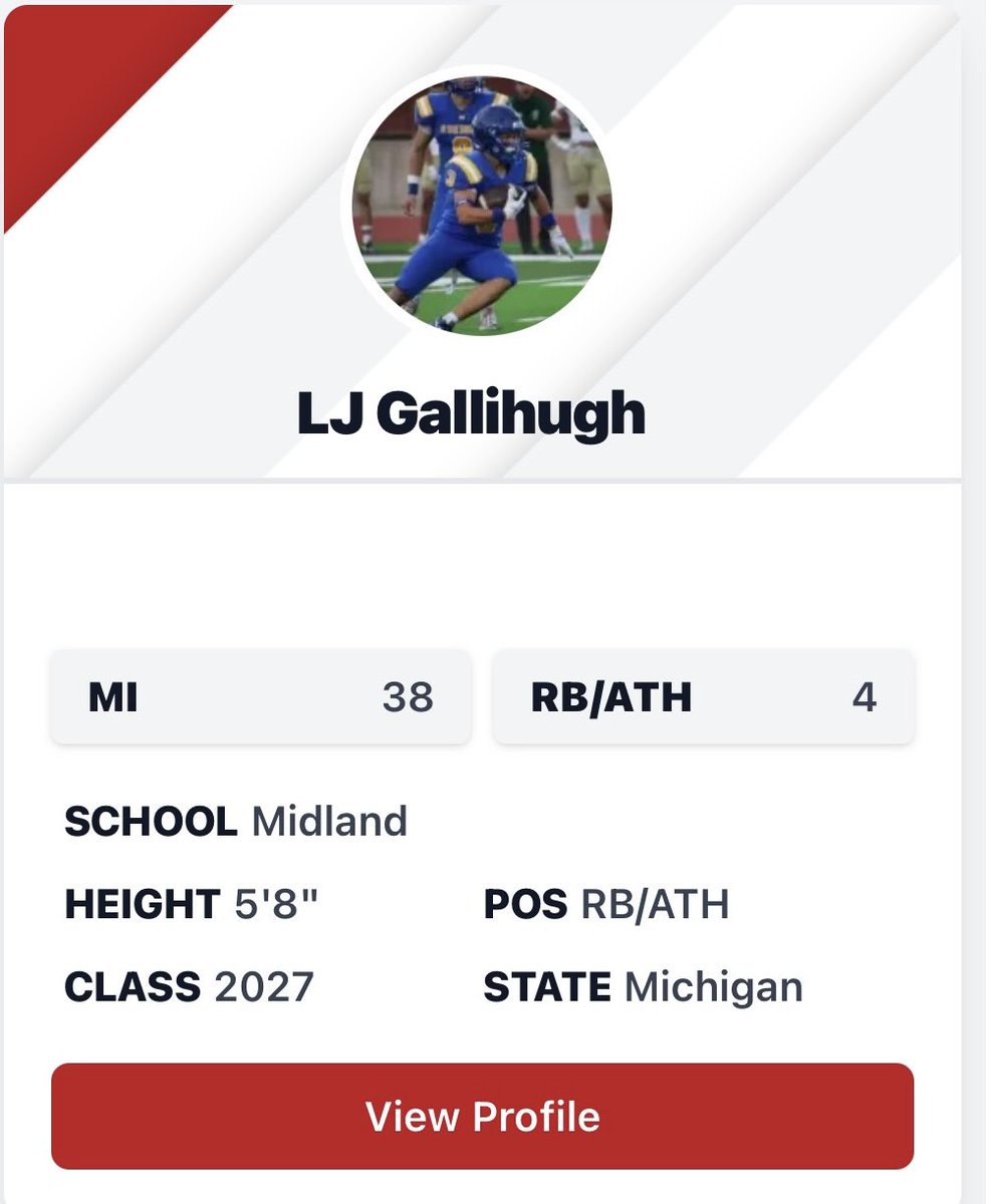 Blessed to be ranked as the 4th best 2027 RB in Michigan and 38th best player overall. 

<a href="/PrepRedzoneMI/">Prep Redzone Michigan</a> <a href="/alex_pallone/">Alex Pallone</a> <a href="/CoachWellman/">Tyler Wellman</a> <a href="/MIexposure/">Michigan exposure</a> <a href="/MichFBFrenzy/">Michigan Prep Frenzy</a> <a href="/CoachStuddGV/">Coach Studd</a> <a href="/GoodrowCaden/">Caden Goodrow</a> <a href="/Coach_Hud4/">Chris Hudson (Huddy)</a> <a href="/drew15martin/">Drew Martin</a> <a href="/SheldonCroneyJr/">Sheldon Croney Jr.</a> <a href="/CoachArnoldJR/">Coach EJ Arnold</a> <a href="/CoachFaust1/">Kurt Faust</a> <a href="/CoachJasonMiran/">Jason Miran</a>