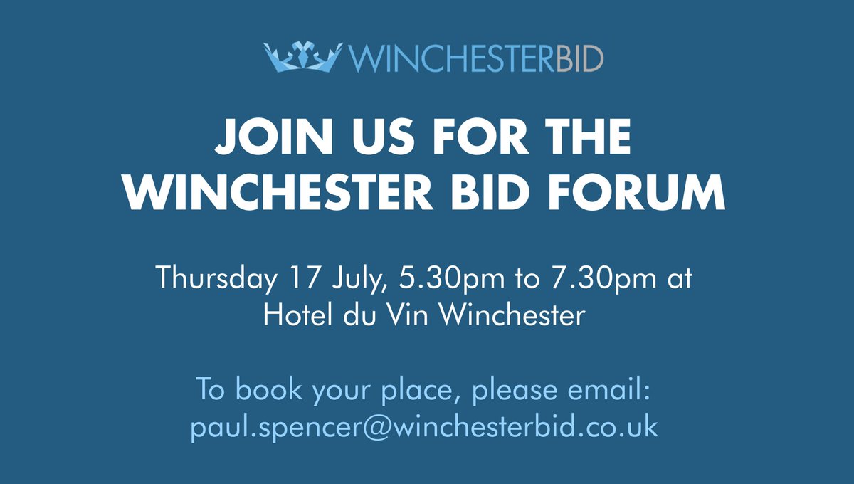 Winchester BID (@winchesterbid) on Twitter photo Join us for the summer #WinchesterBID Forum on Thursday 17 July at <a href="/HotelduVinbrand/">Hotel du Vin</a> for updates from our team, network with local businesses and organisations, and find out more about <a href="/WinchesterCity/">Winchester City Council</a> #CentralWinchesterRegeneration and <a href="/WinchRadio/">Winchester Radio 94.7FM</a> Join us for the summer #WinchesterBID Forum on Thursday 17 July at <a href="/HotelduVinbrand/">Hotel du Vin</a> for updates from our team, network with local businesses and organisations, and find out more about <a href="/WinchesterCity/">Winchester City Council</a> #CentralWinchesterRegeneration and <a href="/WinchRadio/">Winchester Radio 94.7FM</a>