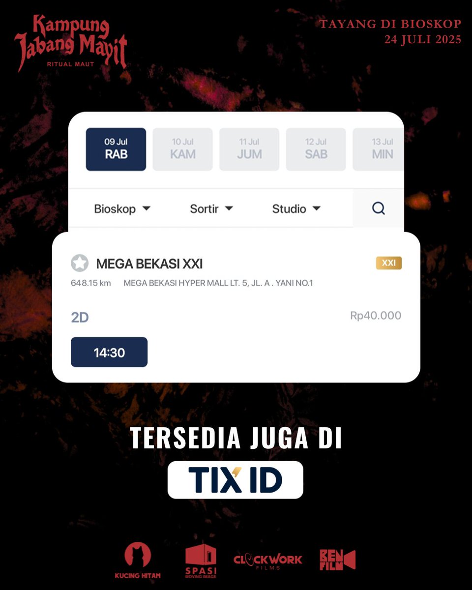 kucinghitampic's tweet photo. Bagas pengen nonton duluan soalnya katanya Ni Itoh mau #giveaway doorprize 🎁 buat penonton yang nemu orok di bawah kursi! 👹

🎟 Tiket tersedia di M-Tix &amp; Tix ID
📅 Minggu, 6 Juli 2024
📍Mega Bekasi XXI
🕝 Pkl: 14.30 WIB
 
KAMPUNG JABANG MAYIT: RITUAL MAUT https://t.co/F7woDxZo2d