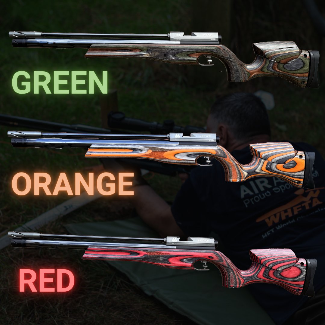 The award-winning HFT 500 and Ultimate Sporter are now available in bold, eye-catching laminate stock colours that perform just as good as they look:

🟢 Green
🔴 Red
🟠 Orange

#AirRifle #airrifleshooting #OutdoorAdventure #shooting #pestcontrol #shootingsports
