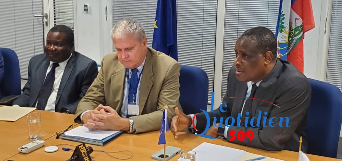 Signature ce 3 Juillet 2025 de la Convention de financement entre #Haïti et l’UE relative à la deuxième phase du programme Education pour vivre ensemble. Les Ministres de l’Education Nationale <a href="/MENFP_Education/">MENFP Education Haiti</a> et des Finances <a href="/MEFHaiti/">MEF Haiti</a> ont signé la convention ainsi que le chef de