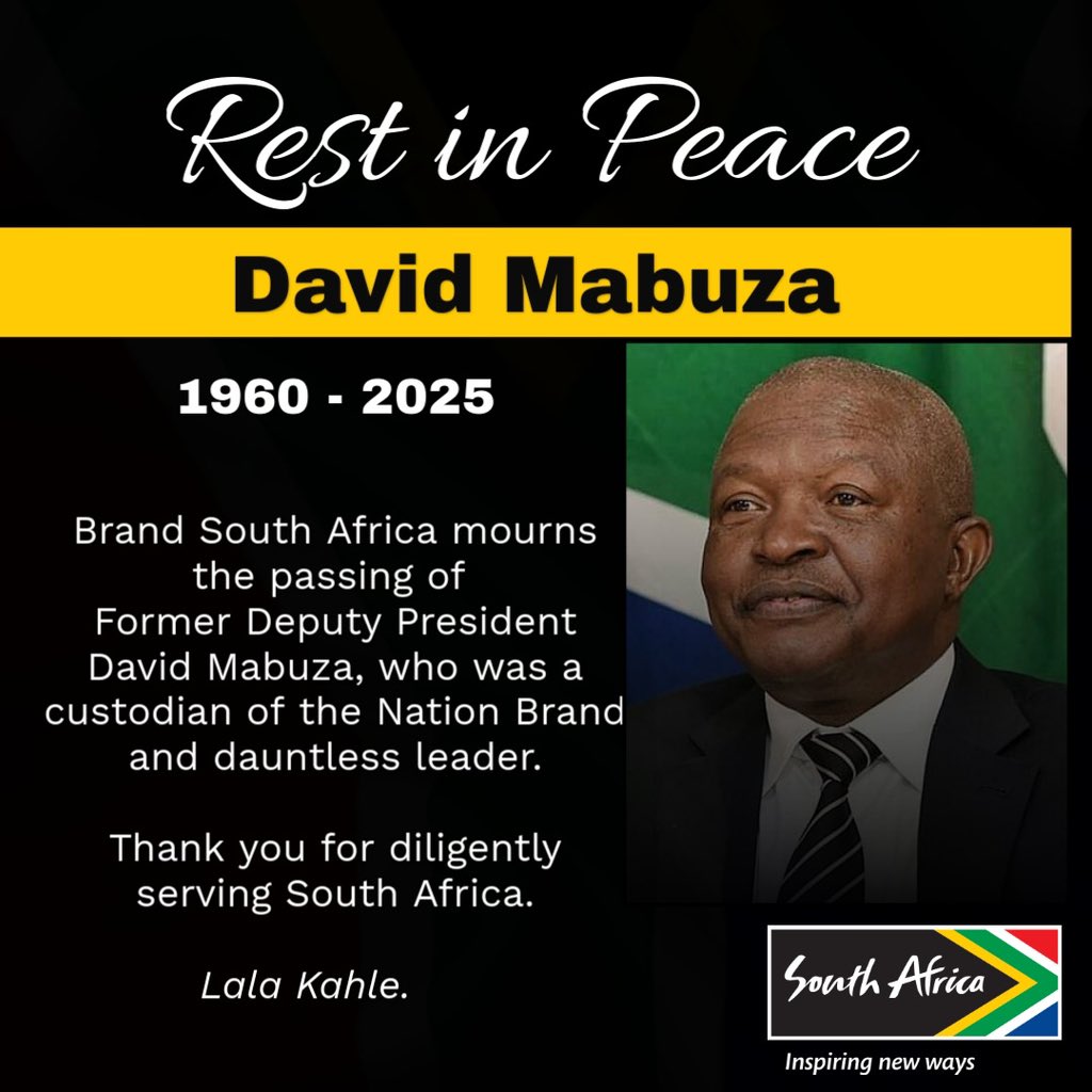Celebrating the life of a fearless leader, former Deputy President David Mabuza.

We value his contribution towards building a better Africa. 🌍  May his soul rest in peace. 

#RIPDavidMabuza