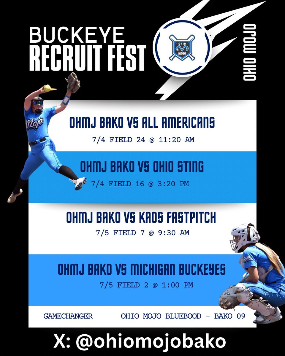 lexi perry (@lexiperry_4) on Twitter photo Here is our schedule for this weekend! <a href="/ohiomojobako/">Ohio Mojo Bako Blue Blood ‘09</a>
<a href="/OhioBobcatSB/">Ohio Softball</a> <a href="/OhioStateSB/">Ohio State Softball</a> <a href="/MVNUsoftball/">MVNU Softball</a> <a href="/SoftballRio/">RioGrandeSoftball</a> <a href="/SUSoftball/">Spalding U Softball</a> <a href="/UNCSoftball/">Carolina Softball</a> <a href="/ShawneeStateSB/">Shawnee State SB</a> <a href="/NCSA_Softball/">NCSA Softball</a> Here is our schedule for this weekend! <a href="/ohiomojobako/">Ohio Mojo Bako Blue Blood ‘09</a>
<a href="/OhioBobcatSB/">Ohio Softball</a> <a href="/OhioStateSB/">Ohio State Softball</a> <a href="/MVNUsoftball/">MVNU Softball</a> <a href="/SoftballRio/">RioGrandeSoftball</a> <a href="/SUSoftball/">Spalding U Softball</a> <a href="/UNCSoftball/">Carolina Softball</a> <a href="/ShawneeStateSB/">Shawnee State SB</a> <a href="/NCSA_Softball/">NCSA Softball</a>